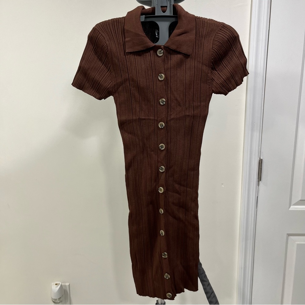 Ribbed Collared Dress